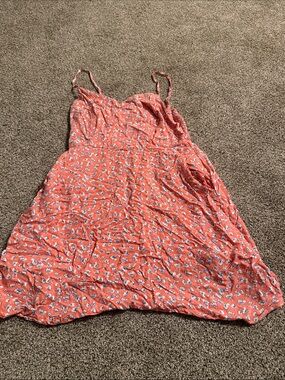 Coral Pink Floral Spaghetti Strap Sundress Herita Size L